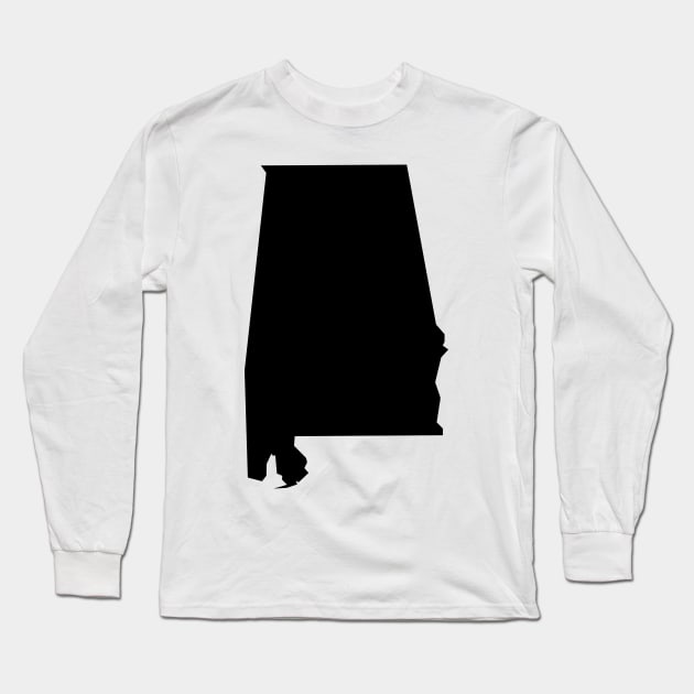 Alabama map in black Long Sleeve T-Shirt by Creative Art Store